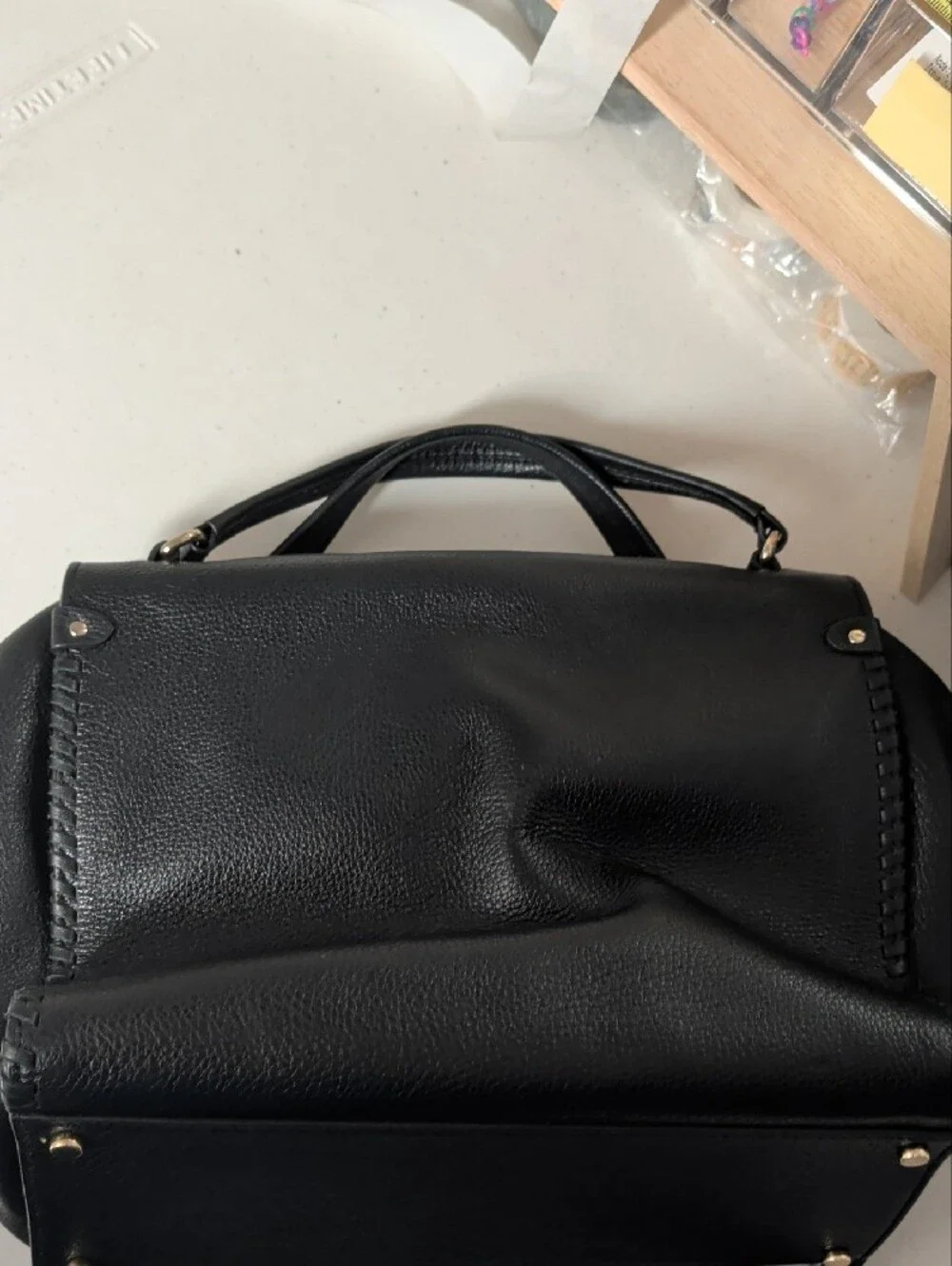 kate spade Black Pebbled Leather Satchel with Gold Hardware